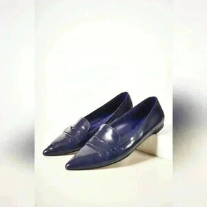 GIANVITO ROSSI Purple Pointed  Penny Loafer Leather Flats 38.5EU (8.5US) Italy
